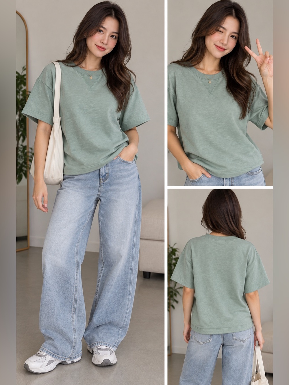 Double Zero- Relaxed Sage Green Women's Tee